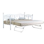 Comfy Living 2ft6 Small Single Crystal Day Bed & Trundle in White with 2 Tanya Mattresses