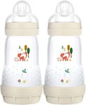 MAM Easy Start Colours of Nature Self Sterilising Anti-Colic Baby Bottle (2 x 260 ml Foxes), Medium Flow MAM Teats Size 2, Reduced Colic Baby Bottle , Newborn Essentials (Designs may Vary)