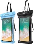 ProCase 2 Pack Waterproof Phone Pouch, Underwater Case phone sleeve for iPhone 15 14 Plus Pro Max 13 12, Galaxy S24 Ultra S23 S22 Up to 7.0 inch, Cruise Beach Essential -Blue/Black