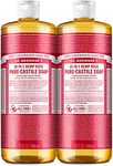 Dr. Bronner’s - Pure-Castile Liquid Soap (Rose, 32 ounce, 2-Pack) - Made with Organic Oils, 18-in-1 Uses: Face, Body, Hair, Laundry, Pets and Dishes, Concentrated, Vegan, Non-GMO