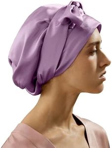 LilySilk 100% Silk Bonnet Pure Mulberry Silk Sleep Cap Womens Natural Silk Bonnet for Sleeping and Hair Care Night Hair Wrap with Long Elastic Band Stay On Lavender