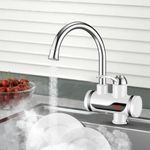 Elevea [ 15 YEAR WARRANTY LIMITED ] TAP Tankless Hot and Cold Water Geyser Water Heater Faucet Fast Heating Tap with LED Digital For Instant Hot Water Heater Shockproof