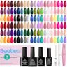 Beetles Gel Nail Polish Set, 70 PCS 60 Colors Red Green Pink Brown Blue Nude Glitter Gel Nail Polish Kit with Base Top Coat for Beginners UV LED Needed DIY Salon Gifts for Women