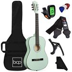 Best Choice Products 38in Beginner All Wood Acoustic Guitar Starter Kit w/Case, Strap, Digital Tuner, Pick, Strings - SoCal Green