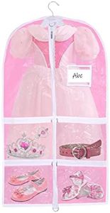 Garment Covers for Toddler Costumes + 4 Transparent Windows & Zippered Pockets for Shoes and Accessory Storage, 37x21" Pink Dance Bag with Garment Rack for Hanging Clothes Suit Dress, Travel Protector