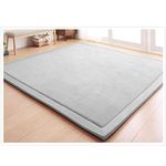 Loartee Coral Velvet Baby Carpet Kids Play Area Rug Toddler Crawling Mat,Gray,6'7"×9'10"