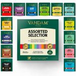 VAHDAM, Tea Variety Pack (15 Flavors, 15 Tea Bags) Gluten Free, Non GMO | Tea Sampler Gift Set - Black Tea, Green Tea, Oolong Tea, Chai Tea, Herbal Tea | Tea Bags Variety Pack | Gifts for Women & Men