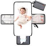 Lekebaby Portable Nappy Changing Mat Travel Baby Change Mat with Wipe-Pocket and Head Cushion, Diamond Quilting Grey