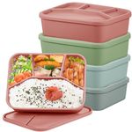 Ziliny 4 Pcs Silicone Bento Box Reusable Lunch Container Smooth Leak Proof Lunch Box Rectangle Bento Boxes for Adult Work Travel Food Meal Compartment Storage, 4 Colors (Classic Colors)