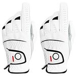 Golf Gloves Mens Left Hand Right Hand 2 Pack, All Weather Cabretta Leather Golf Glove Men Rain Grip Fits Small Medium ML Large XL Size (Worn on Left Hand, Large)