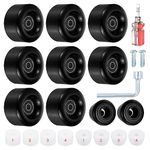 PATIKIL 8 Pack Roller Skate Wheels, 58mmx32mm Quad Roller Skate Wheels with ABEC-9 Bearing, 82A PU Skate Wheels & 2 Toe Stoppers for Double Row Skate Skateboard Outdoor Indoor, Black