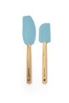 KitchenAid - Spatula Set, 2-Piece Silicone Spatulas with Bamboo Handles, Safe for Nonstick Cookware (Mineral Water)