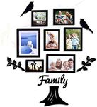 Art Street Family Tree Photo Frame set of 7 individual wall photo frame with MDF plaque - 2 Leaf,1 Trunk,1 Family and 2 Birds