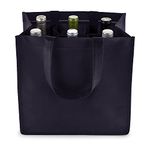 True 6 Bottle Wine Bag with Divider, Non-Woven 100 GSM, Customizable Reusable Wine Bottle Carrier, Blue