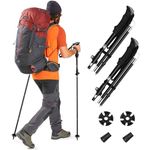 Warmiehomy Walking Hiking Trekking Poles, 2pc Collapsible Lightweight Aluminum Trekking Poles Cork Grip and Padded Strap for Hiking, Camping, Mountaining (Black 37-130cm)