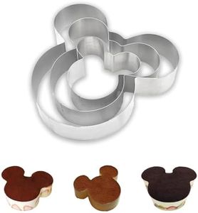 DIKARIYA Set di 3 Coppapasta, Mickey Anello Mouse per Torte in Acciaio Inox, Coppa Pasta per Torte, 10/15/20CM Coppapasta per Torte, Pasticceria, Mousse, Dessert, Biscotti, Vacanze, Feste