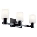 KICHLER Adani 3-Light Vanity, Modern Light with Opal Glass in Black, Bathroom or Powder Room (8.25" x 24"), 55176BK