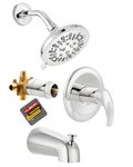 KUZOR 1PC Bathtub Shower Faucets Set, Brass with 304 Stainless Steels 5.5 inches 7 Setting Spray Shower Head, Efficient, Dense Water Flow, Anti-Scald - Bathroom/Shower Room - Chrome