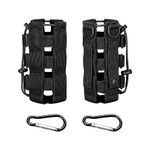 2pcs Military Water Bottle Bag With 2 Carabiners, Backpack Water Bottle Holder, Tactical Water Bottle Holder, Nylon Water Bottle Holder For Hiking, Cycling, Mountaineering (Black)