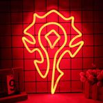 Pinlangdou Red-Horde Neon Sign World of War Craft Themed Neon Lights Light Up Your Game Fantasy World for Wall Decor Kids Room Bedroom Teens Room Game Deco