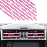 CGEAMDY 10PCS Bling Car Vent Outlet Trim, Rhinestone Car Air Conditioner Decoration Strip for Women and Girls, Diamond Auto Interior Accessories for Most All Straight Air Vent Outlet (Pink)