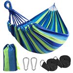 flintronic Camping Hammock Outdoor, 210 x 150 cm Lightweight Cotton Hammock, Load Capacity up to 300 kg, Portable and Durable for Patio, Yard, Camping, Travel, Beach (Included Carrying Bag)