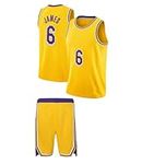 Fan Kitbag James Jersey Kids Basketball Jersey Shorts Youth Set Home/Away (10-13 Years, Yellow Jersey)