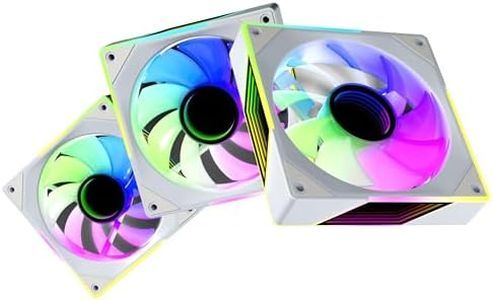 Fexadon Tek 120mm RGB Case Fan, 4 Pin Control, Silent Infinity Mirror Fan (3, White, Reverse 120mm)