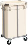 Laundry Basket with Wheels, Rolling Laundry Hamper with Removable Bag, 100L Laundry Sorter Cart, Narrow Slim Clothes Hamper Organizer with Sturdy Metal Frame, Beige