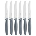 Tramontina Kitchen Knives Set of 6, Serrated Fruit Tomato Cooking Knife, Vegetable Chopper Peeler, Stainless Steel, Multipurpose, Rounded Tip, Grey, 23498655