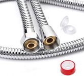 Ahyanz 1.5m Universal Shower Hose SUS 304 Stainless Steel, Anti-Kink with 2 Washers Premium Replacement Chrome Finish Flexible Shower Pipe Cable Rustproof & Leak Proof, Standard Fitting Support