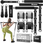 Pilates Bar, Pilates Equipment, Pilates Bar Kit with Resistance Bands for Legs, Hip, Waist, Arm, Squats Exercise, Adjustable 3-Section Home Gym Equipment for Women Man Workout