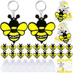 Elecrainbow 120 Pack Bumble Bee Keyring Pack including 40 Keychains, 40 Thank You Tags and 40 Bags for Bee Party, Mommy to Bee, Baby to Bee Baby Shower, Adult Bee, Queen Bee, Birthday, Gender Reveal