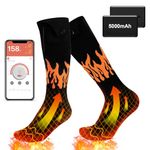 Heated Socks, 5000mAh Rechargeable Battery, 4-Gear Heating Foot Warmer with APP Remote Control, Climbing Hiking Skiing Camping Hunting Foot Boot Warm Socks Heater Winter Gifts for Women Men