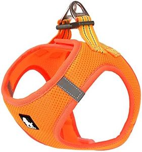 TRUE LOVE Dog Harness Soft Air Mesh Adjustable Reflective Pet Vest for Small and Medium Breeds, Medium, Orange