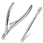 Cuticle Trimmer with Cuticle Pusher,Cuticle Nipper Professional Stainless Steel Cuticle Cutter,Sharp Durable Pedicure Manicure Tools for Fingernails and Toenails