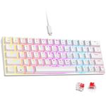 abucow Mechanical Keyboard Wired Swappable Gaming Keyboard with Colorful Backlit Custom 63 Keys (White)…