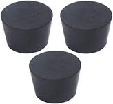 3-Pack (Same Size) Large Solid Rubber Stoppers - Size #10-50mm (1.96in) x 41mm (1.61in) - 32mm (1.25in) Long - Black Lab Plug