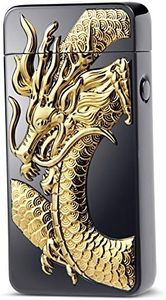 Kivors Electric Lighter, Plasma Lighter USB Rechargeable Double Arc Lighter Windproof Flameless Zinc Alloy Metal Polishing Dragon Lighter
