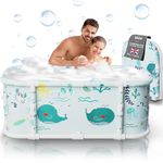 Portable Bathtub, 120cm Foldable Bathtub-Installation Free, 7 Layers Thicken Bathtub with Metal Support, Therapy Tub for Shower Stall Fold Up Soaking Bath Tub, Hot SPA, Ice Bath Tub (Wonder Ocean K)