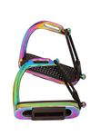 Peacock Rainbow Gloss Safety Stirrups Horse Riding S/Steel with TREADS (5" inch)