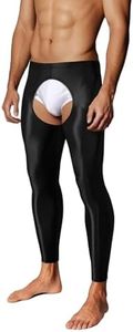 ZONBAILON Stylish Men's Warm Leggings, Silky Shiny Material, Innovative Opening, 4 Versatile Hues