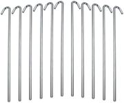 11 Pcs Tent Stakes Heavy Duty Metal, Galvanized Rust-Free Yard Stakes, Garden Edging Fence Hook,Tent Stakes Metal for Outdoor Camping, Tent Garden Stakes for Gardening & Canopies