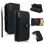 Compatible with LG Velvet 5G/LGVelvet Verizon G5 UW T-Mobile 2020 Wallet Case Flip Card Holder Cell Folio Purse Lanyard Wrist Strap Rugged Slot Phone Cover for LM G900UM 4G Tmobile Women Men Black