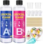 Epoxy Resin Kit 16oz/474ml - Crystal Clear Resin and Hardener Resin Epoxy kit,No Yellowing, No Bubbles Casting with Mixing Sticks and Cups, Best for DIY, Crafts, Beginners, Easy Mix 1:1 Ratio