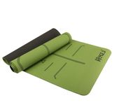 Hykes Tpe Yoga Mat With Body Alignment Lines Carrying Bag For Pilates Fitness Gym Workout Exercise Anti-Slip 6Mm Thickness For Men And Women (Green)