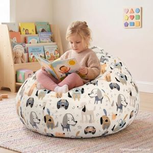 Ylymence Small Bean Bag Chair, 2.5FT Bean Bag Sofa with High-Density Foam, Non-Slip Base and Carry Handle, Soft Comfortable Seating for Bedroom, Playroom, Gaming Room and Living Room (Velvet Cartoon)