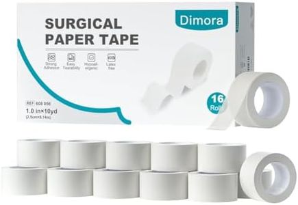 Dimora Paper Medical Tape 16 Rolls- Hypoallergenic White Surgical Tape for Sensitive Skin，Breathable First Aid Wound Tape with Pain-Free Removal，Secures Dressing and Medical Devices -1" x 10 Yards