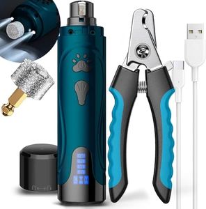 YABIFE Dog Nail Grinder, Dog Nail Trimmers and Clippers Kit, Super Quiet Electric Pet Nail Grinder, Rechargeable, for Small Large Dogs & Cats Toenail & Claw Grooming,3 Speeds, 2 Grinding Wheels