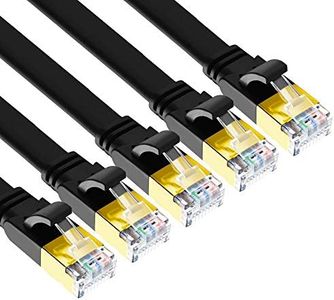 Yauhody CAT 8 Ethernet Cable, 5m 5 Pack High Speed 40Gbps 2000MHz SFTP Flat Internet Network Cable with Gold Plated RJ45 Connector, CAT8 Internet LAN Cord for Gaming, Routers, Modems (5/5 Pack/Black)